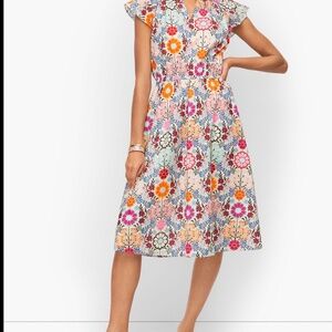 Talbots Size 12P Petite Floral Dress | Colorful Spring Summer Fit & Flare midi